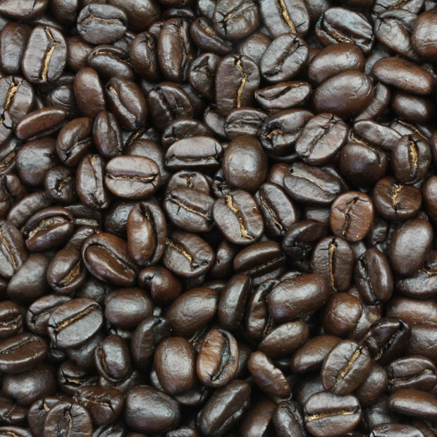 Close up of Italian Roast Coffee Beans from Velasquez Family Coffee.