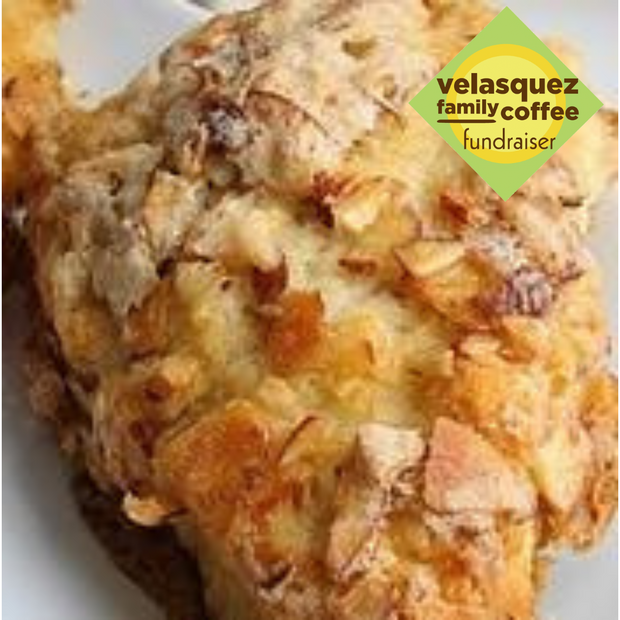 Velasquez Family Coffee Maple Almond Scone flavored coffee image of warm butttery almond scone