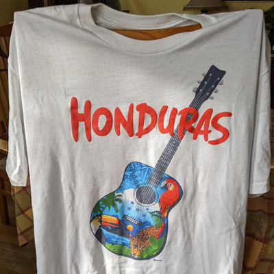 White Honduras Tropical Guitar T-shirt - L