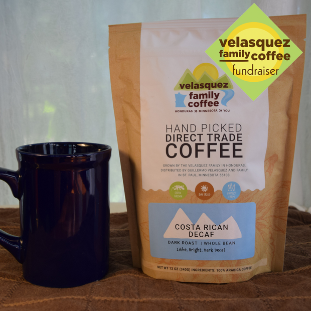 Costa Rican Decaffeinated Coffee is a dark roast shade grown fair trade coffee. Fundraiser