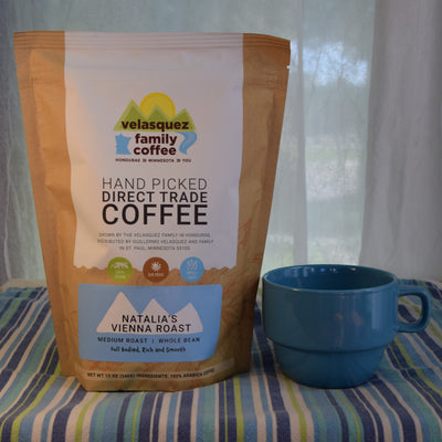 Natalia's Vienna Roast Coffee is a medium roasted coffee and is available in ground and whole bean coffee. 