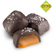 Rich cream flavor with signature notes of vanilla, caramel, and dark chocolate has all the warmth you’ll need during those frosty winter nights; image of chocolate covered caramels 