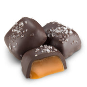 Rich cream flavor with signature notes of vanilla, caramel, and dark chocolate has all the warmth you’ll need during those frosty winter nights; image of chocolate covered caramels