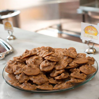 Plate full of delicious sweet caramelized pralines